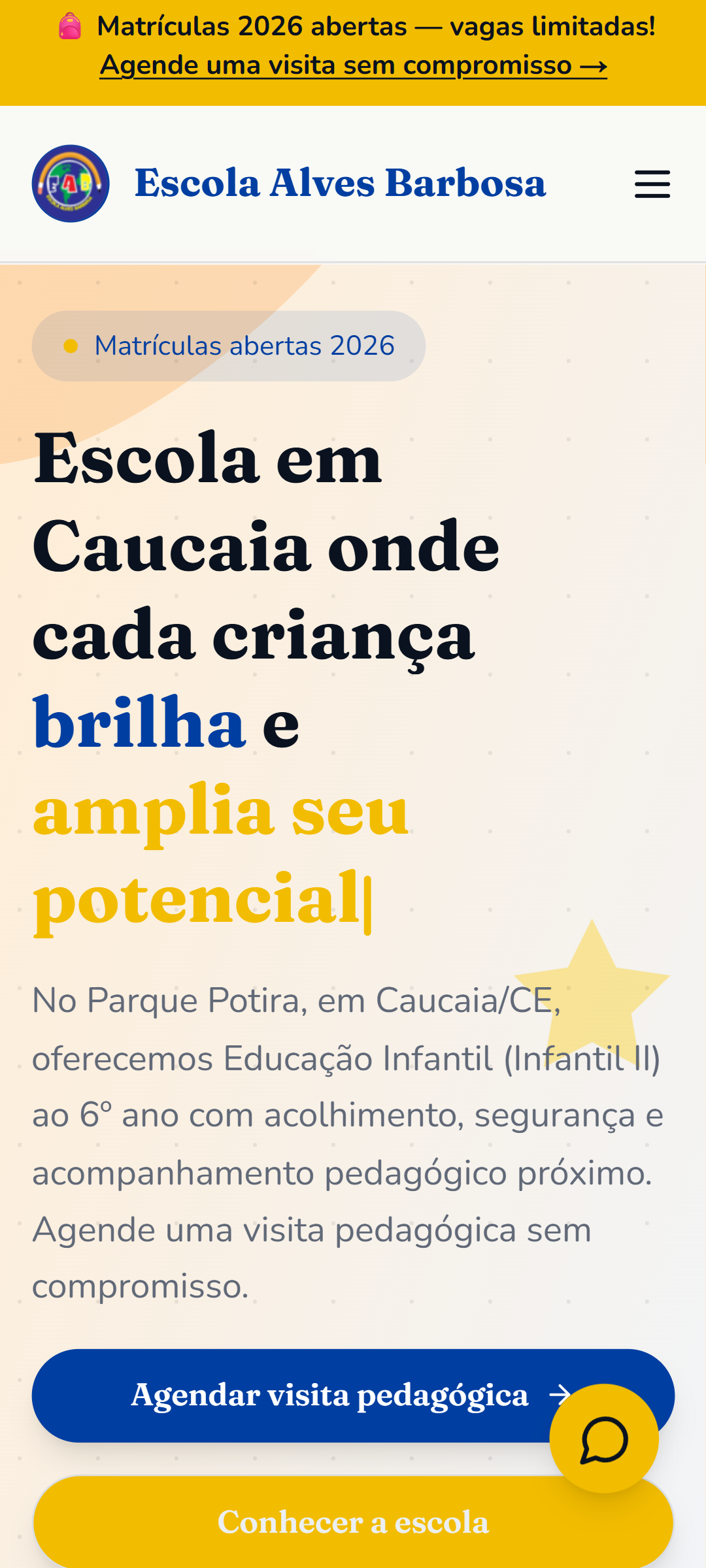 Landing page criada pela Nexify — Escola Alves Barbosa